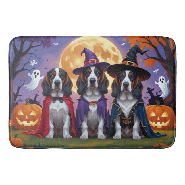 Tapis De Bain Bluetick Coonhound Chiens Citrouille Halloween Fun (Devant)