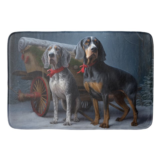 Tapis De Bain Bluetick Coonhound enneigé Noël décoration de traî (Devant)