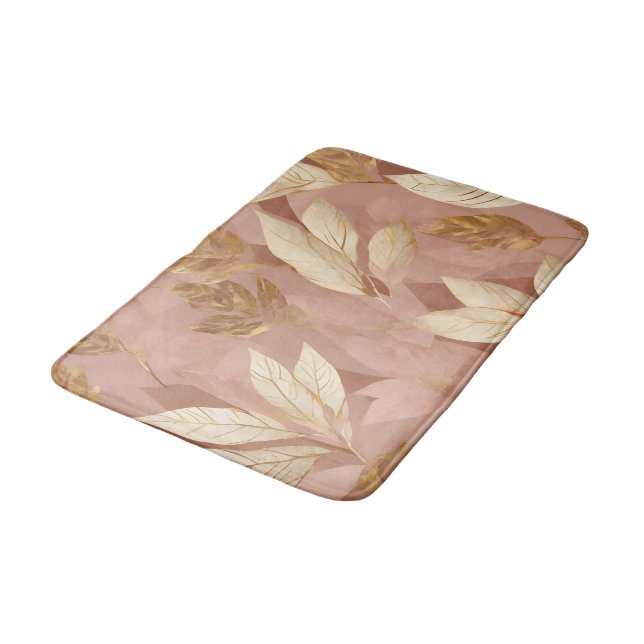 Tapis De Bain Blush Pink Gold Collection Feuille tendance Boho (Angle)