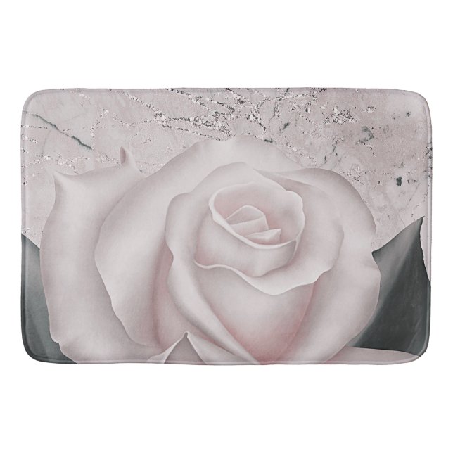 Tapis De Bain Blush Rose Blanche Glam Moderne Marbre Shabby Chic (Devant)