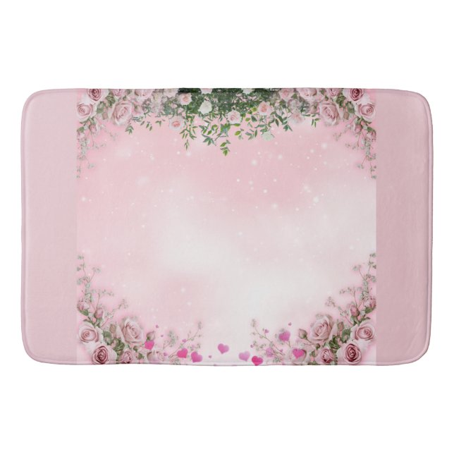 Tapis De Bain Blush Rose Floral Bathroom Mat (Devant)