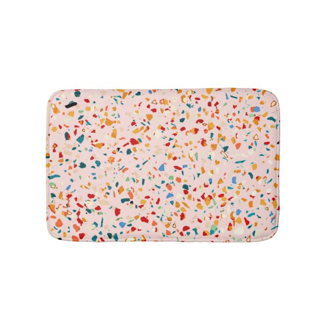 Tapis De Bain Blush Terrazzo | Speckles écocliques roses | ABSTR (Devant)