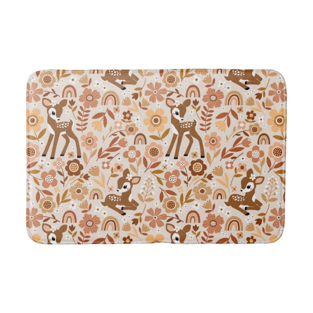 Tapis De Bain Boeuf mignon cerf modèle floral (Devant)