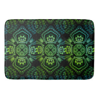 Tapis de bain bohème vert, noir et bleu