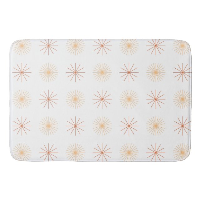 Tapis De Bain Boho abstrait soleil starburst pêche orange blanc (Devant)