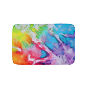 Tapis De Bain Boho Abstrait Watercolor Arc-en-ciel Batik Tie Dye