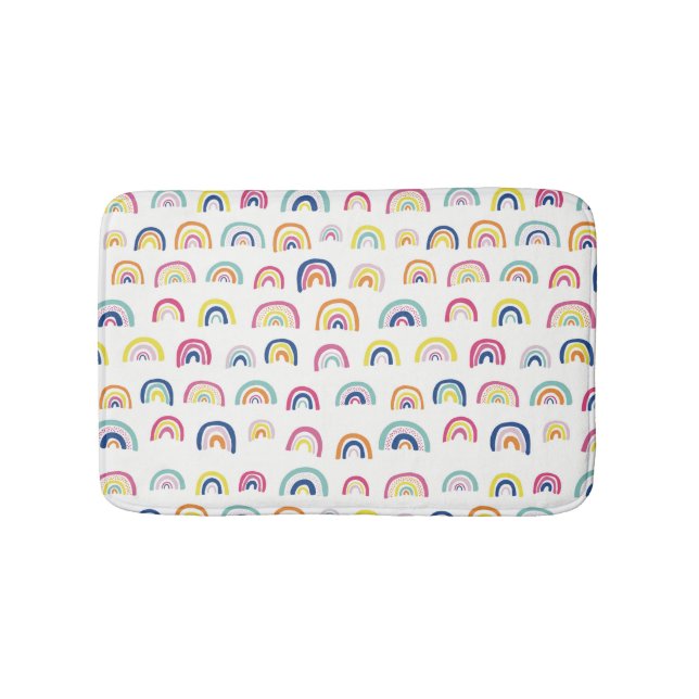 Tapis De Bain Boho Blanc Multi Arc-en-ciel (Devant)