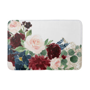Tapis De Bain Boho Bloom   Élégant Motif rouge et blanc