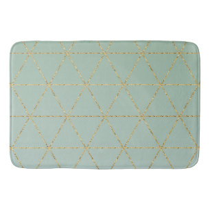 Tapis De Bain Boho Bohemian Chic Gold & Mint Géométrique Glam