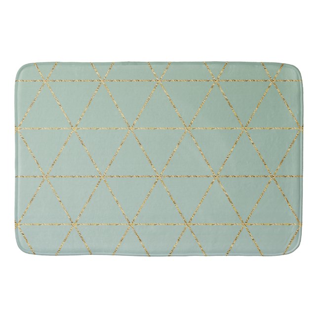 Tapis De Bain Boho Bohemian Chic Gold & Mint Géométrique Glam (Devant)