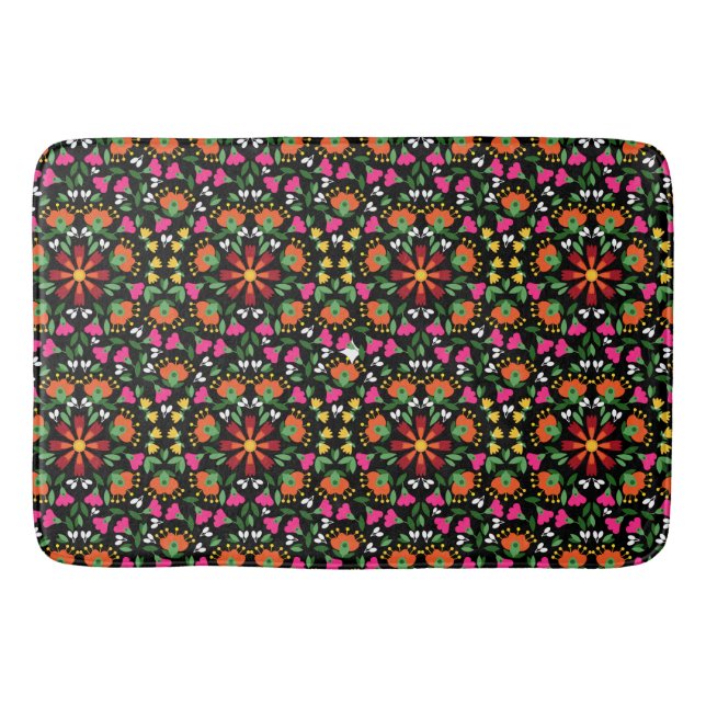 Tapis De Bain Boho Design Bold Color Floral (Devant)