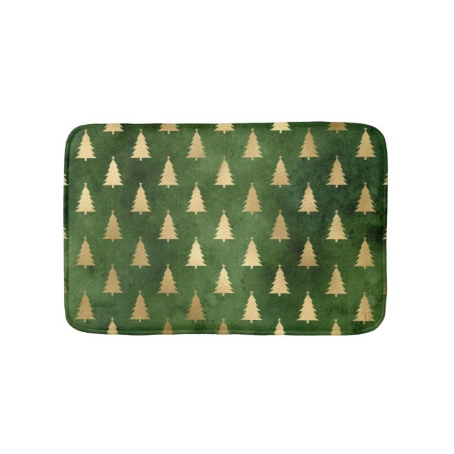 Tapis De Bain Boho Green Gold Trees Noël (Devant)