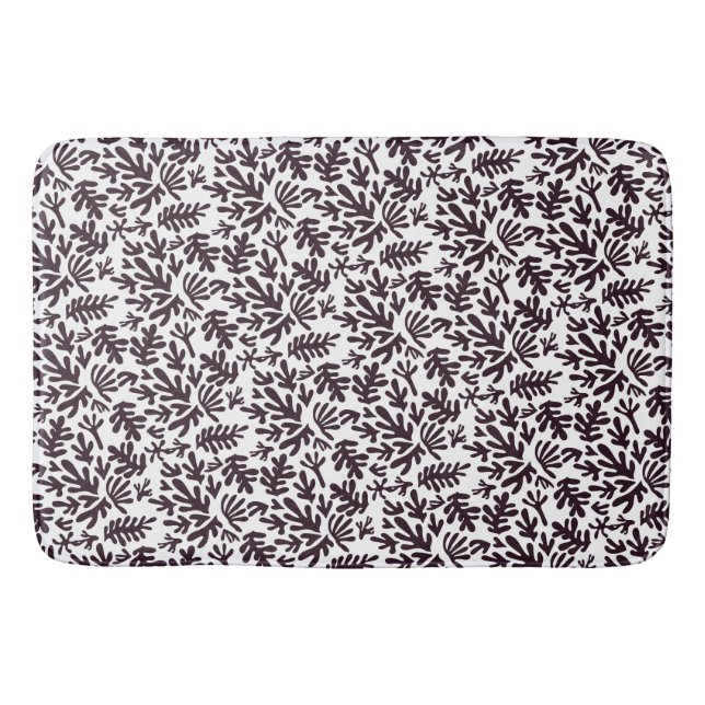 Tapis De Bain Boho Matisse Formes botaniques Motif gris noir (Devant)
