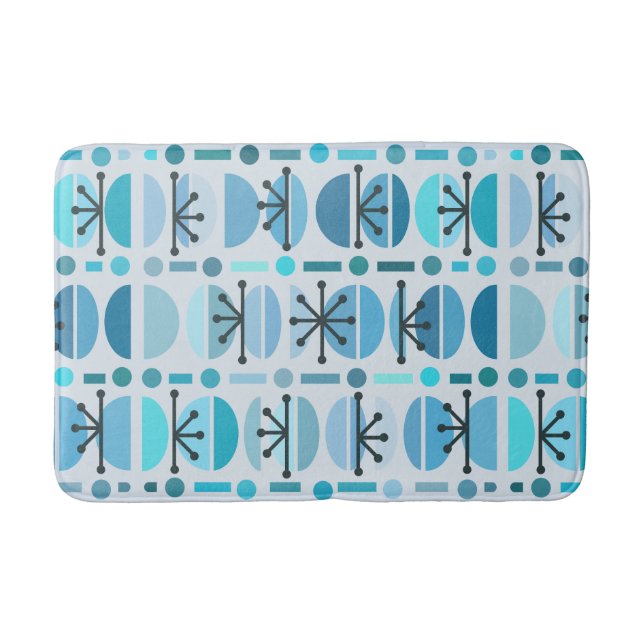 Tapis De Bain Boho Retro Bowls Lignes Turquoise (Devant)