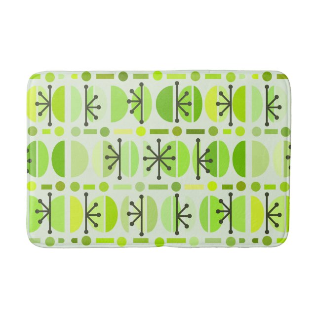 Tapis De Bain Boho Retro Bowls Lines Chartreuse (Devant)