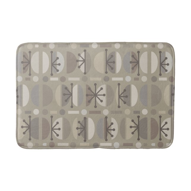 Tapis De Bain Boho Retro Bowls Lines Taupe (Devant)