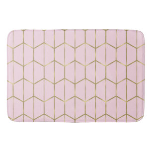 Tapis De Bain Boho Rose Hexagone Or & Géométrique Glam 