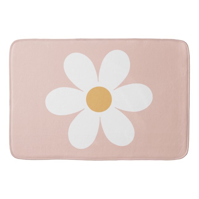 Tapis De Bain Boho rose marguerite rétro (Devant)