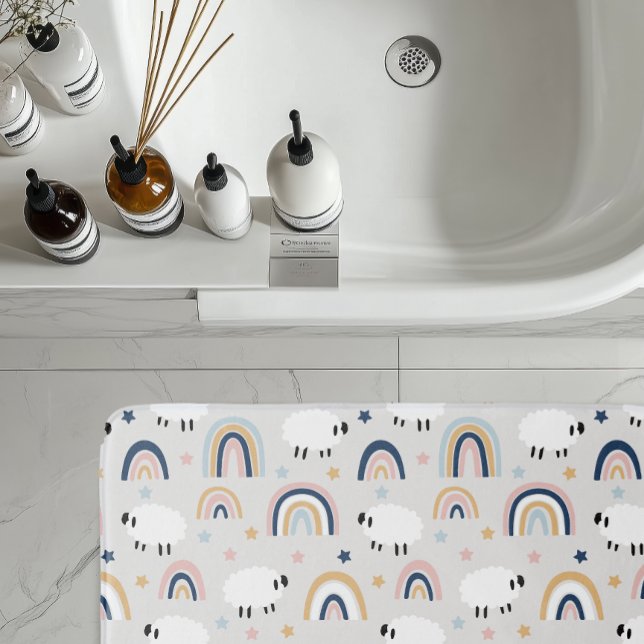 Tapis De Bain Boho Sheep joyeux Rainbow Print (Créateur téléchargé)