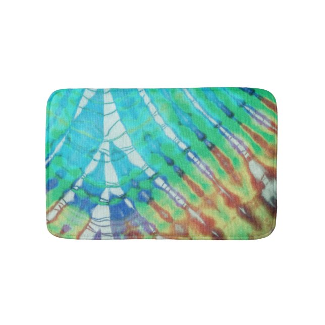 Tapis De Bain Boho Turquoise Brown Abstrait Batik Tie Dye Beach  (Devant)