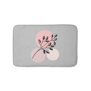Tapis De Bain Boho Zen Botanique Sur Cercles Rose & Lilac