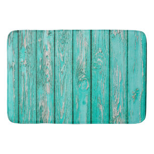 Tapis De Bain Bois affligé par cru de vert bleu de pays vieux