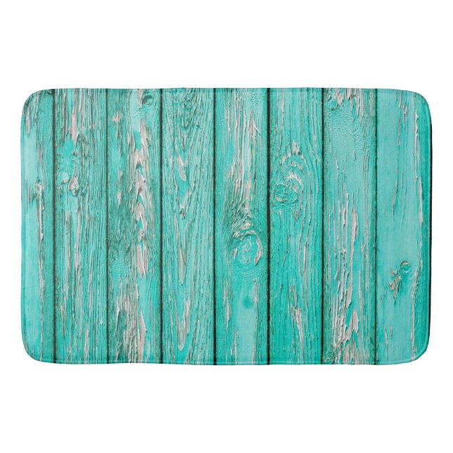 Tapis De Bain Bois affligé par cru de vert bleu de pays vieux (Devant)