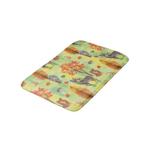 Tapis De Bain Bois Animaux d'aquarelle