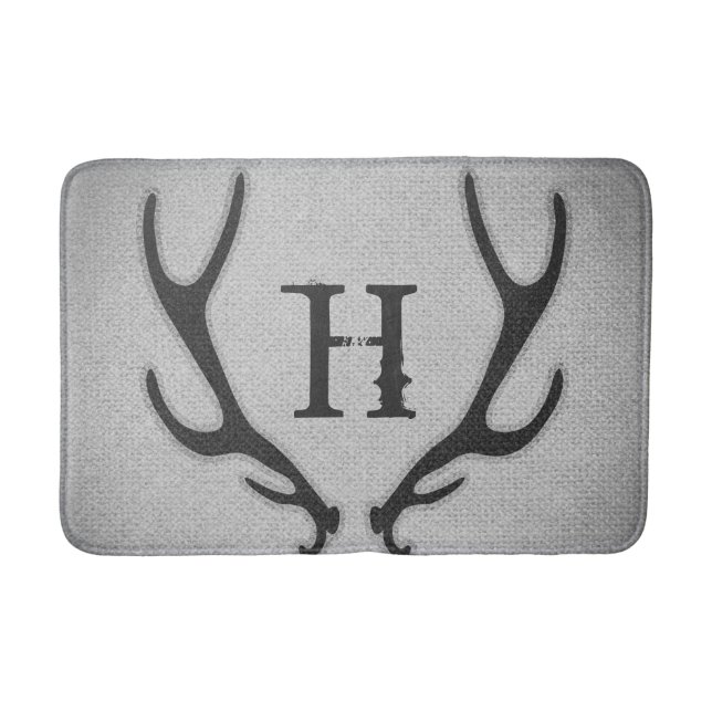 Tapis De Bain Bois de cerf rustique gris Faux Burlap Campagne Ch (Devant)
