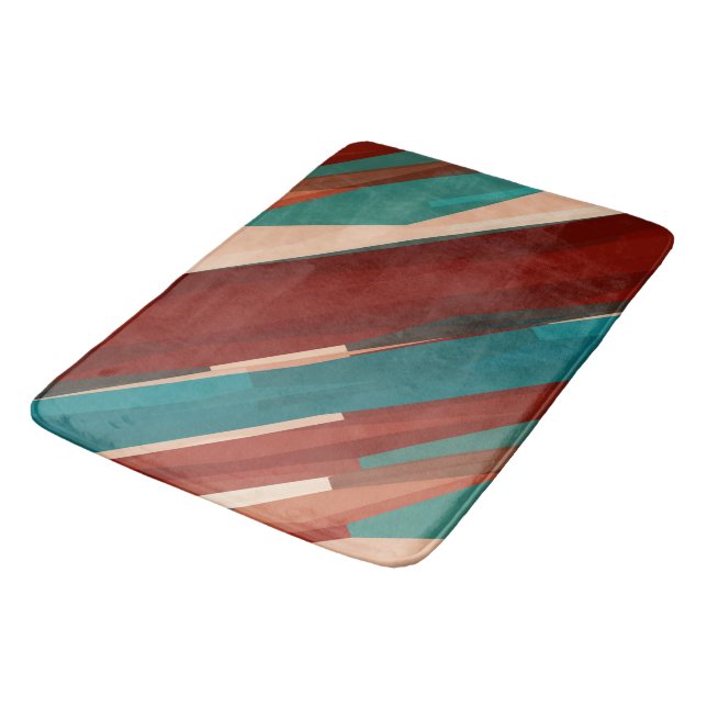Tapis De Bain Bois et turquoise (Angle)
