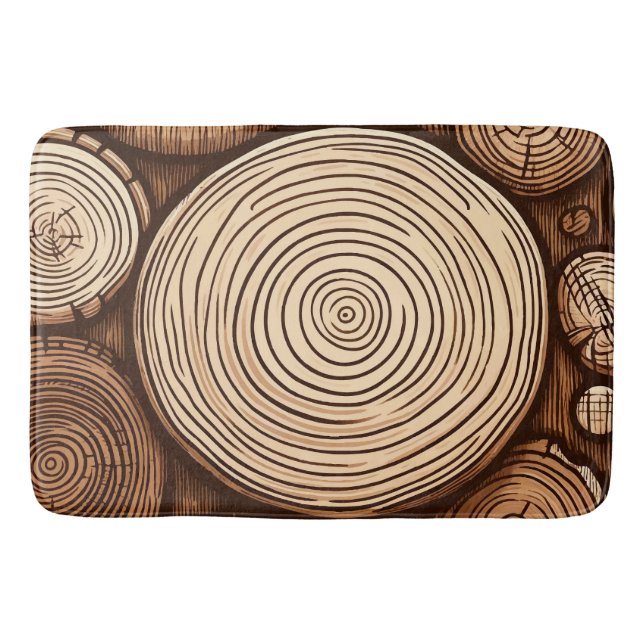 Tapis De Bain Bois rond Loges Forêt de bois (Devant)