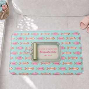 Tapis De Bain Boîte de poisson d'été côtier Nom personnalisé
