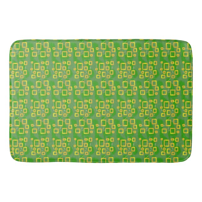 Tapis De Bain Boîtes de circuits verts géométriques jaunes (Devant)