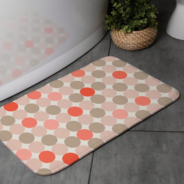 Tapis De Bain Bold Circle Pattern Bath Mat in Red Pink Mocha (Créateur téléchargé)