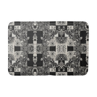 Tapis De Bain Bold Tropical Monochrome Floral Pattern