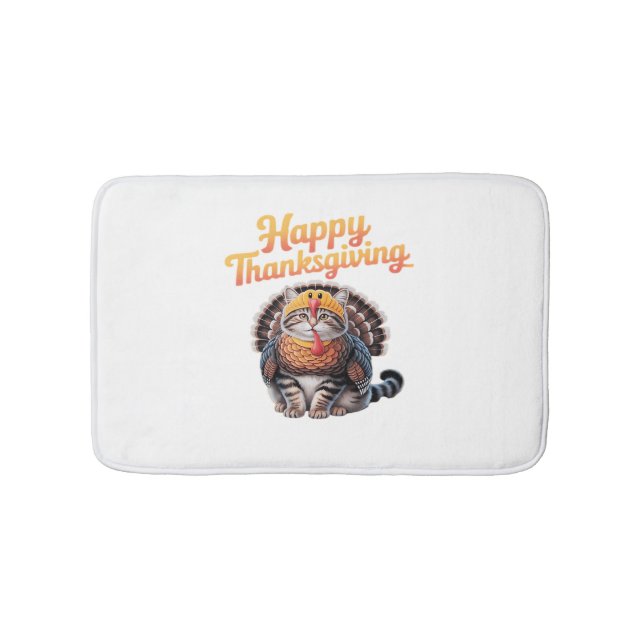 Tapis De Bain Bon thanksgiving Chat Turquie Fête Automne Classiq (Devant)