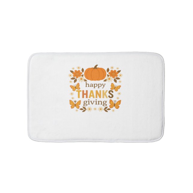 Tapis De Bain Bon thanksgiving Floral Citrouille classique T-shi (Devant)