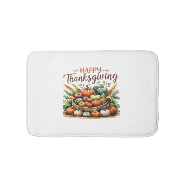 Tapis De Bain Bon thanksgiving - Panier de récolte avec Citrouil (Devant)
