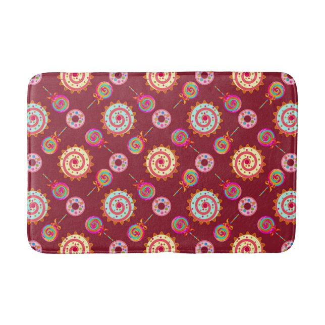 Tapis De Bain Bonbons et gâteaux rouges (Devant)