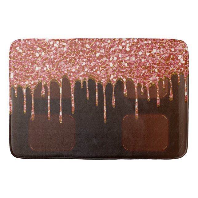 Tapis De Bain Bonbons Sucre Pailleté Rose Dégoulinement Chocolat (Devant)