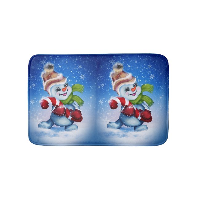 Tapis De Bain Bonhomme de neige avec une écharpe  (Devant)
