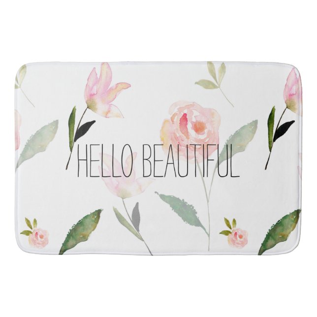 Tapis De Bain Bonjour belle aquarelle Floral (Devant)