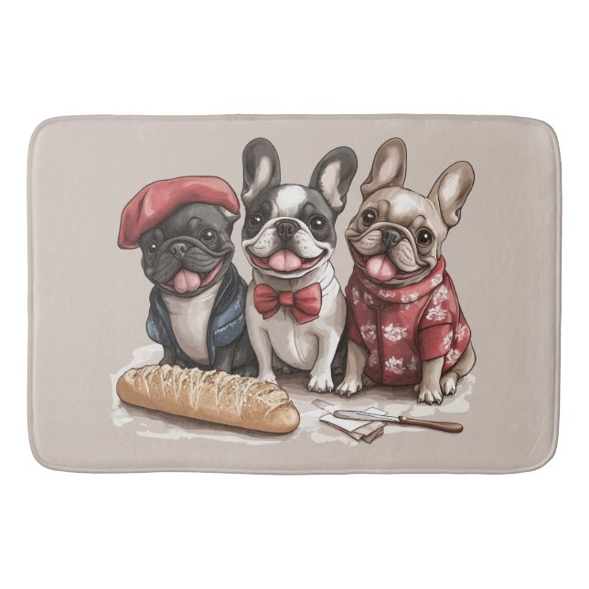 Tapis De Bain Bonjour Bouledogues Français (Devant)