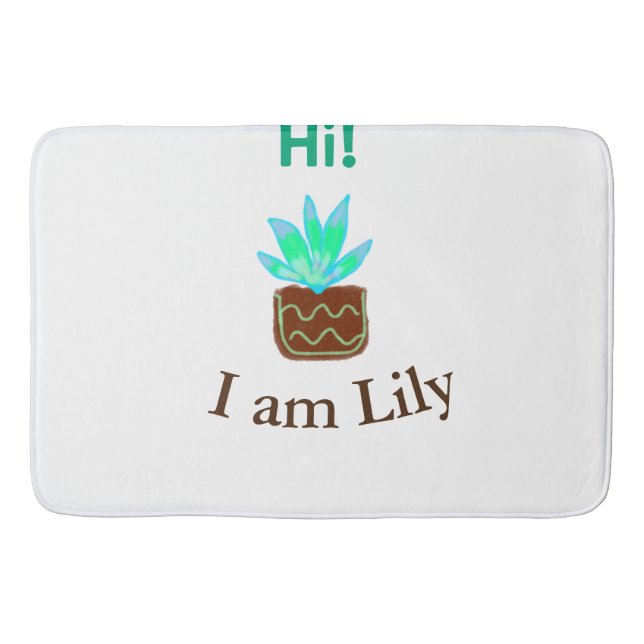 Tapis De Bain Bonjour Je suis Lily cactus succulent ajouter nom  (Devant)