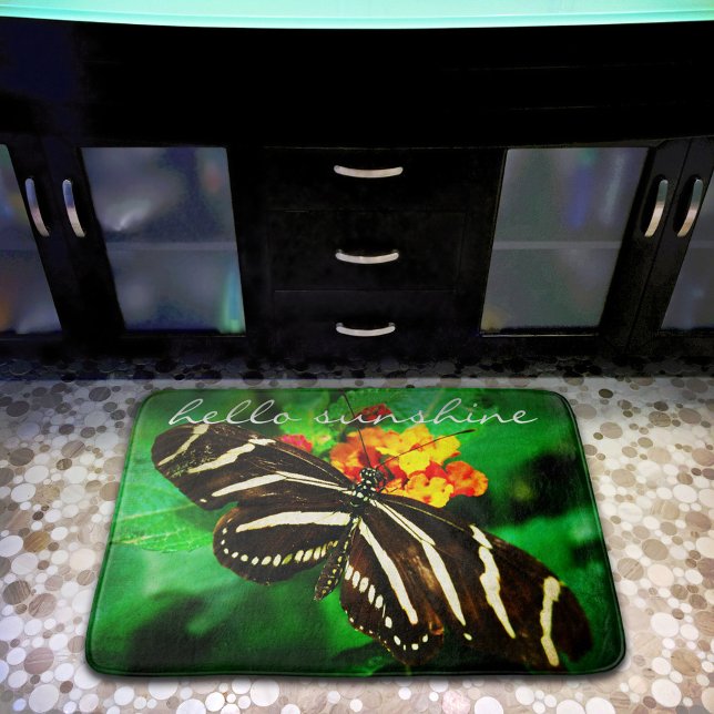 Tapis De Bain Bonjour Sunshine Citation Black White Papillon Pho (Créateur téléchargé)