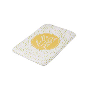Tapis De Bain Bonjour Sunshine Dots Motif Jaune Faux Or