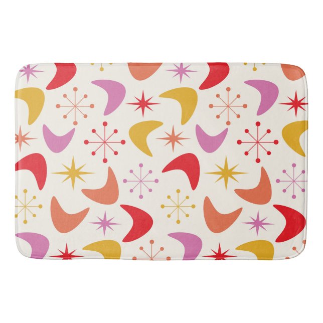 Tapis De Bain Boomerang milieu du siècle avec explosions atomiqu (Devant)