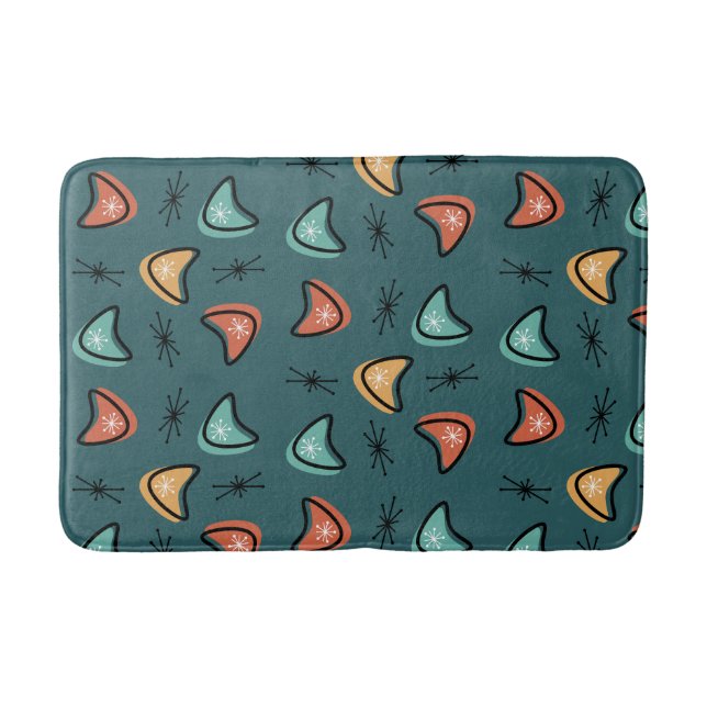 Tapis De Bain Boomerangs atomique Starburs Turquoise (Devant)