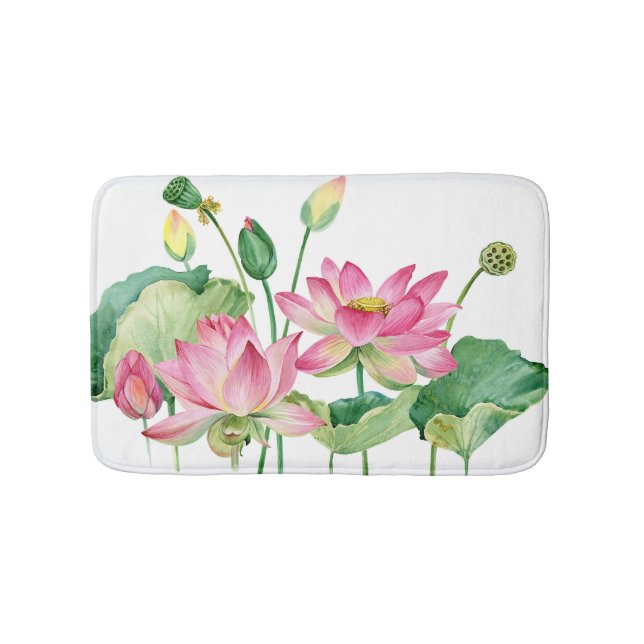 Tapis De Bain Bordure d'eau rose Lotus (Devant)