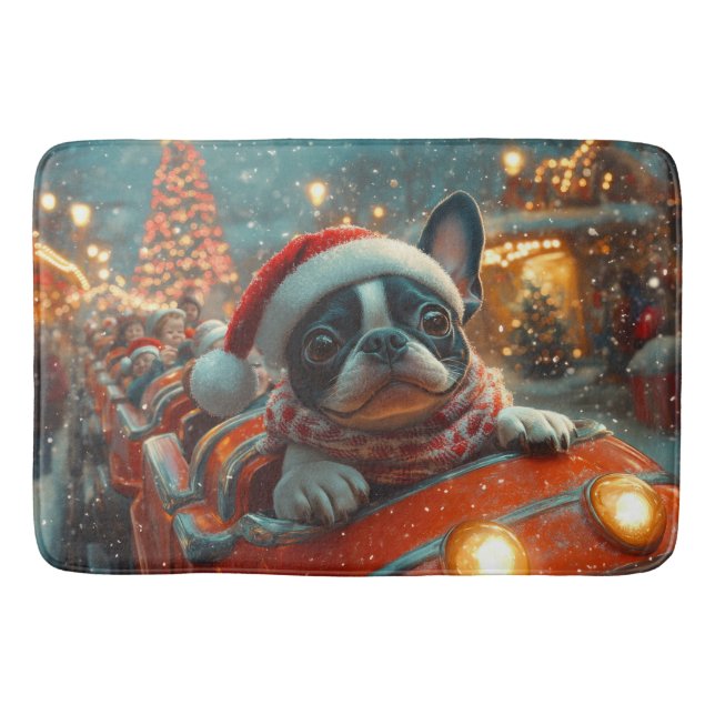 Tapis De Bain Boston Terrier Dog Roller Dessous de verre Noël (Devant)